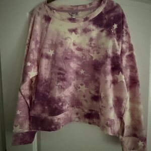 Wild Fox Purple Crop Tie-Dye Sweatshirt